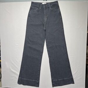 Triarchy Ms Onassis Womens Black V High Rise Wide Leg Denim Organic Cotton Jeans